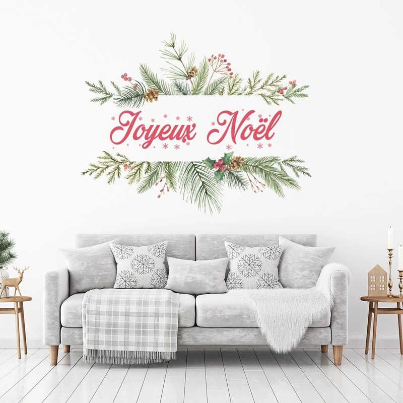 Ambiance Sticker Christmas Merry Christmas Stickers Christmas Decoration for Bedroom and Living Room Merry Christmas Tree Branches – H100 x L125 cm - Image 1