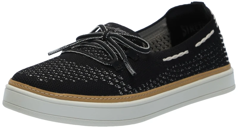 Skechers Women's Coastal-Drive Boat Shoe, Black, 8.5