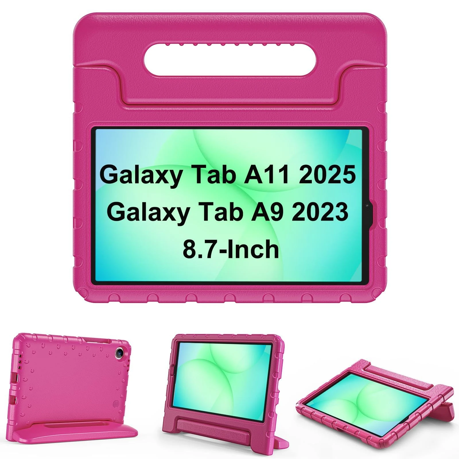 ProCase Kids Case for Galaxy Tab A11 (2025) / A9 (2023) 8.7 Inch, Shockproof Lightweight Kids Friendly Case with Convertible Handle Stand for Girls Boys Children Toddler Baby -Magenta