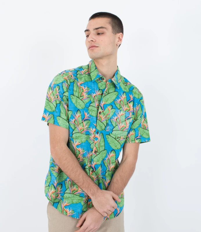 Hurley Mens One and Only Lido Stretch Shirt, Arctic Neon, M EU