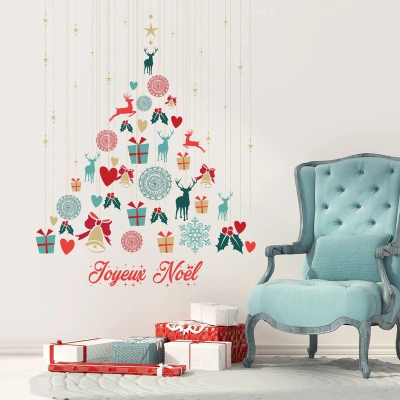Ambiance Sticker Christmas Merry Christmas Stickers Christmas Decoration for Bedroom and Living Room Christmas Tree Hanging Merry Christmas – H120 x L90 cm