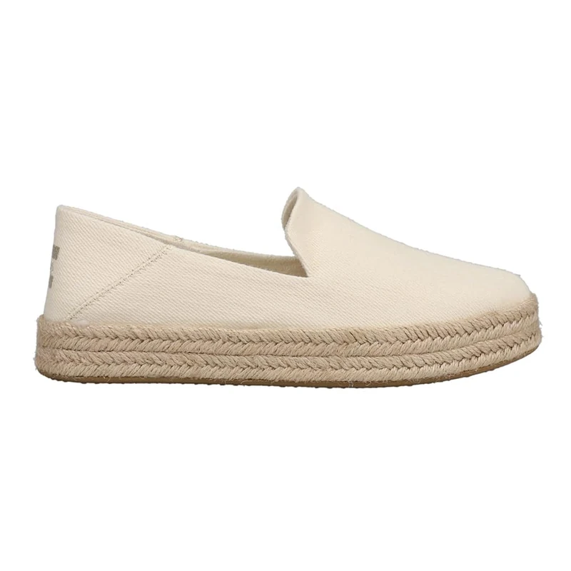 TOMS Womens Carolina Espadrille Flats Casual - Black, Light Natural Heavy Twill, 7.5 UK