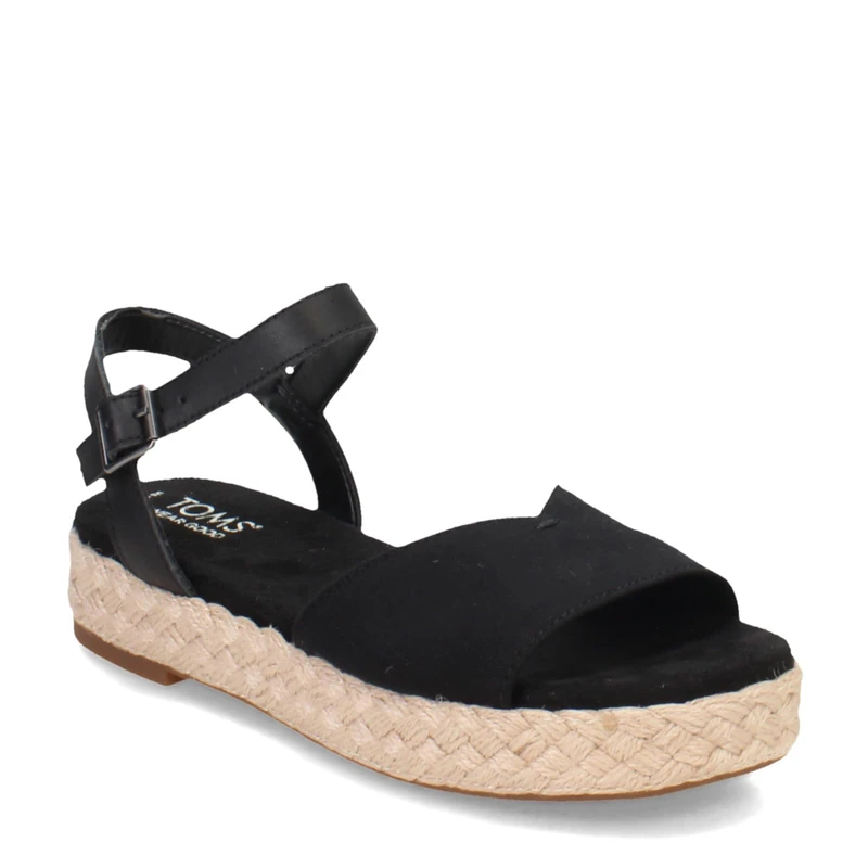 TOMS Women's Abby Sandal, Black Slubby Woven/Leather, 6 UK - Image 1