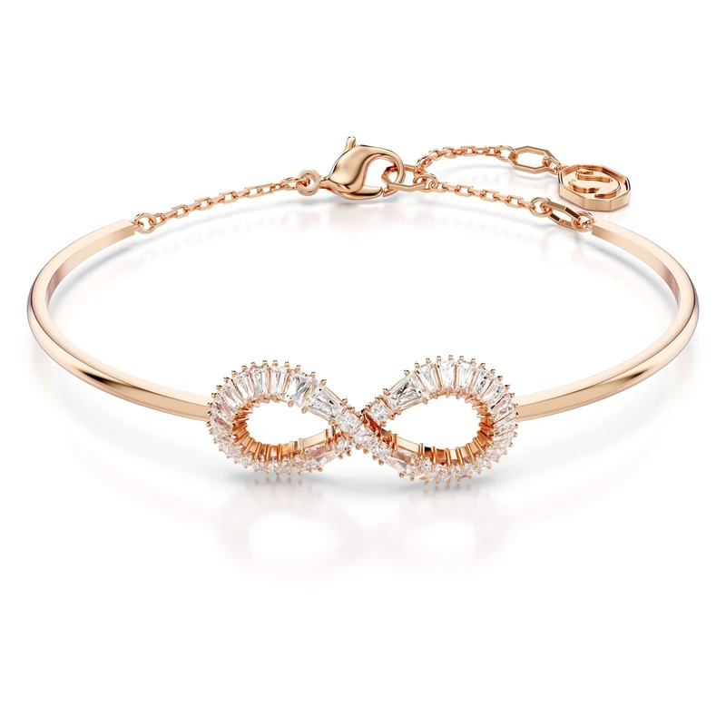 Swarovski Hyperbola bangle, Infinity, White, Rose gold-tone plated