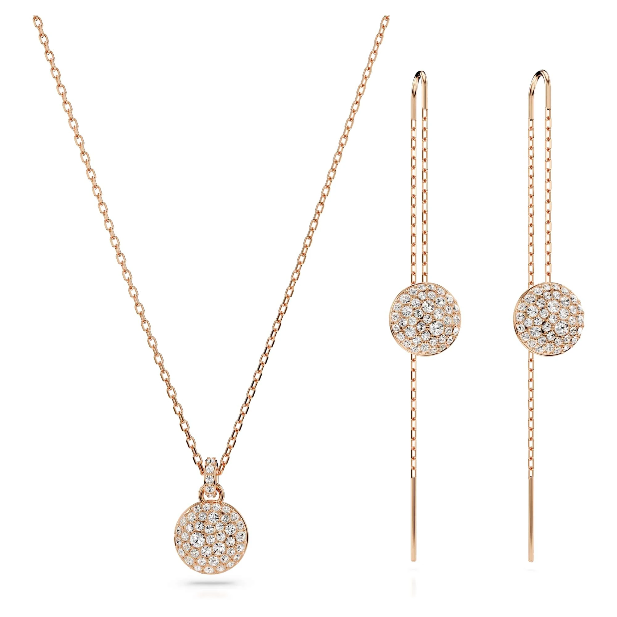 Swarovski Meteora set, White, Rose gold-tone plated