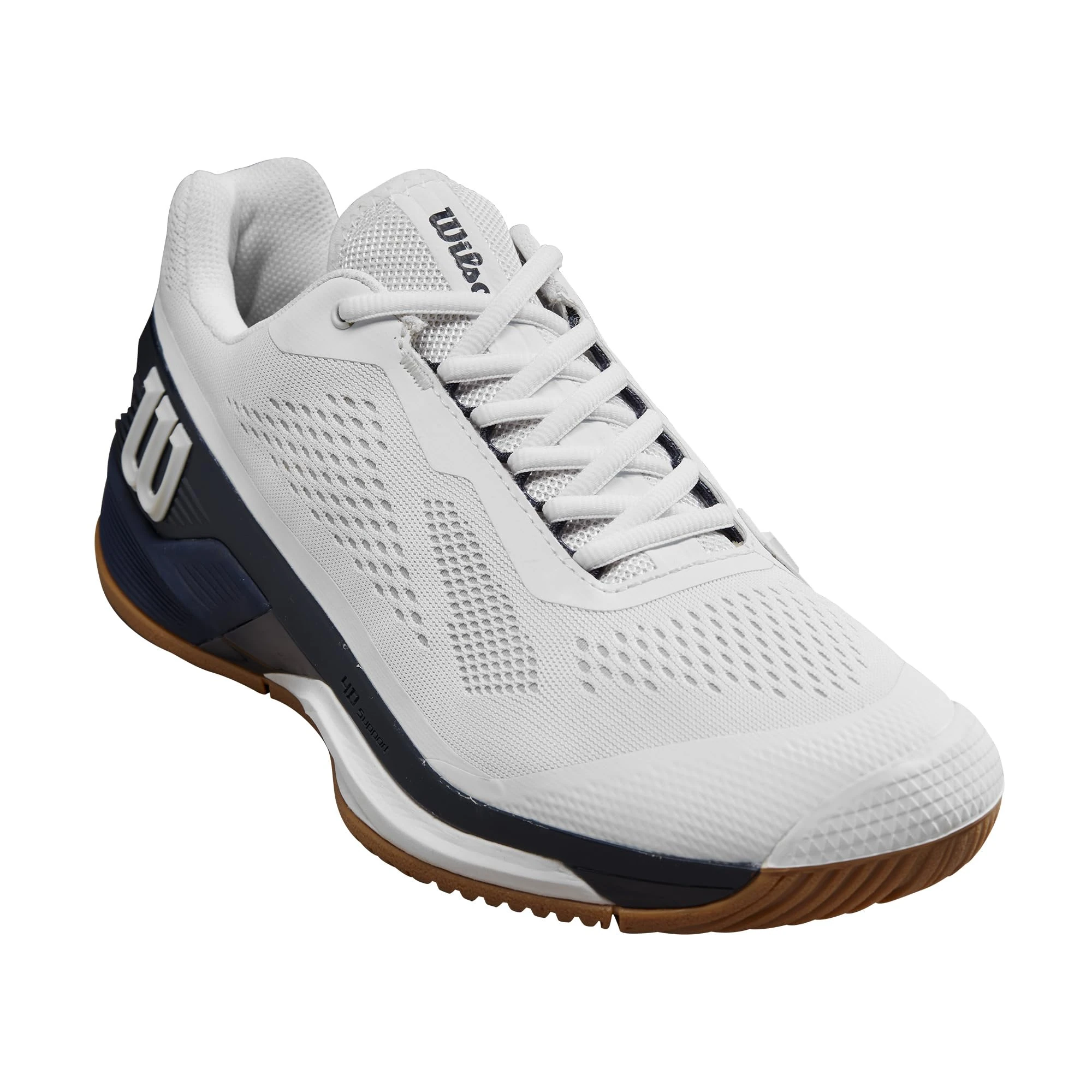 WILSON Men's Rush Pro 4.0 Sneaker, White/Navy Blazer/Tan, 13.5 UK