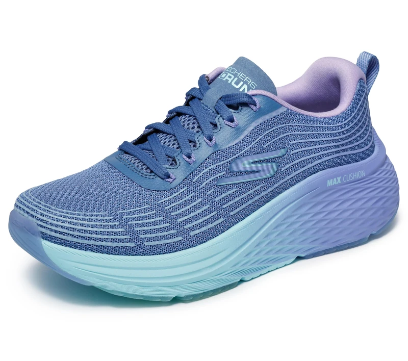 Skechers Athletic Mesh Lace Up W Ombre Print Walking Shoes Blue/Lavender 2 UK