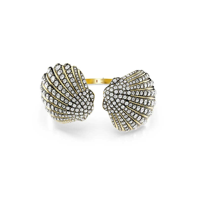 Swarovski Idyllia bangle, Shell, White, Gold-tone plated