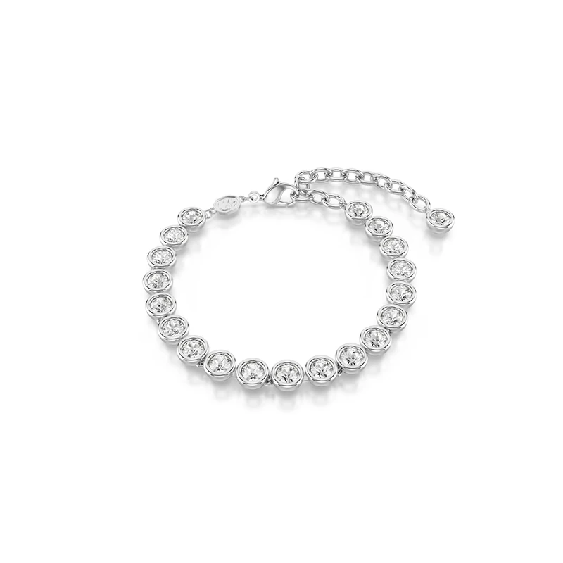 Swarovski Imber Tennis bracelet, Round cut, White, Rhodium plated