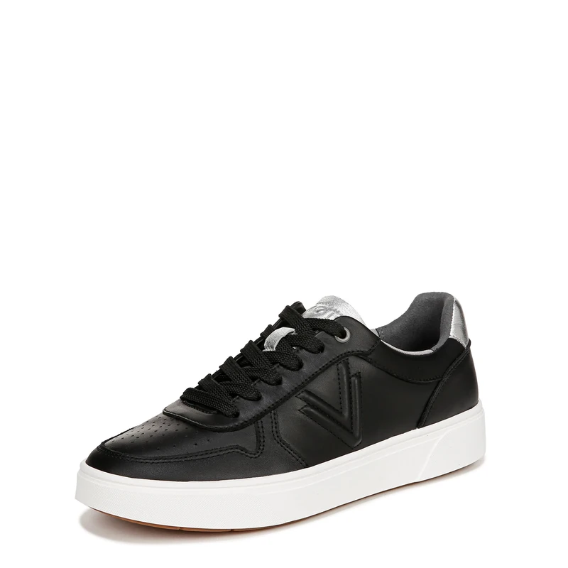 Vionic Women's Laceup Trainers Kimmie Court Shoes with Arch Support Wide Fit Black Silver