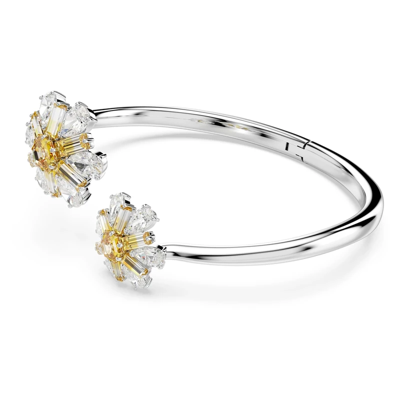 Swarovski Idyllia bangle, Flower, Yellow, Rhodium plated