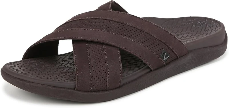 Vionic Men's Mtide Slide Sandal, Chocolate Brown Leather, 12 UK