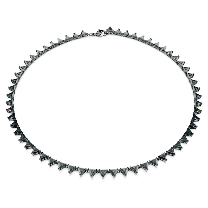Swarovski Matrix necklace, Triangle cut, Grey, Ruthenium plated