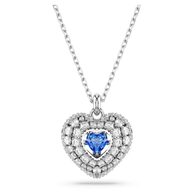 Swarovski Hyperbola pendant, Heart, Blue, Rhodium plated