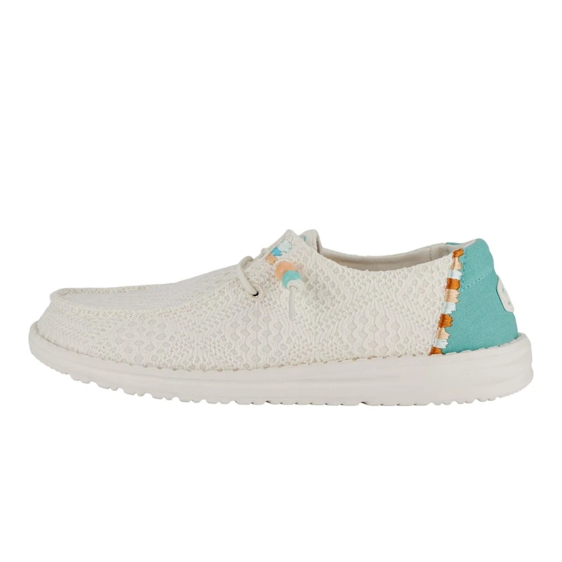 HEYDUDE Wendy Boho Crochet Women's Slip-On Loafer Shoes, Off White, 3 UK - Image 1