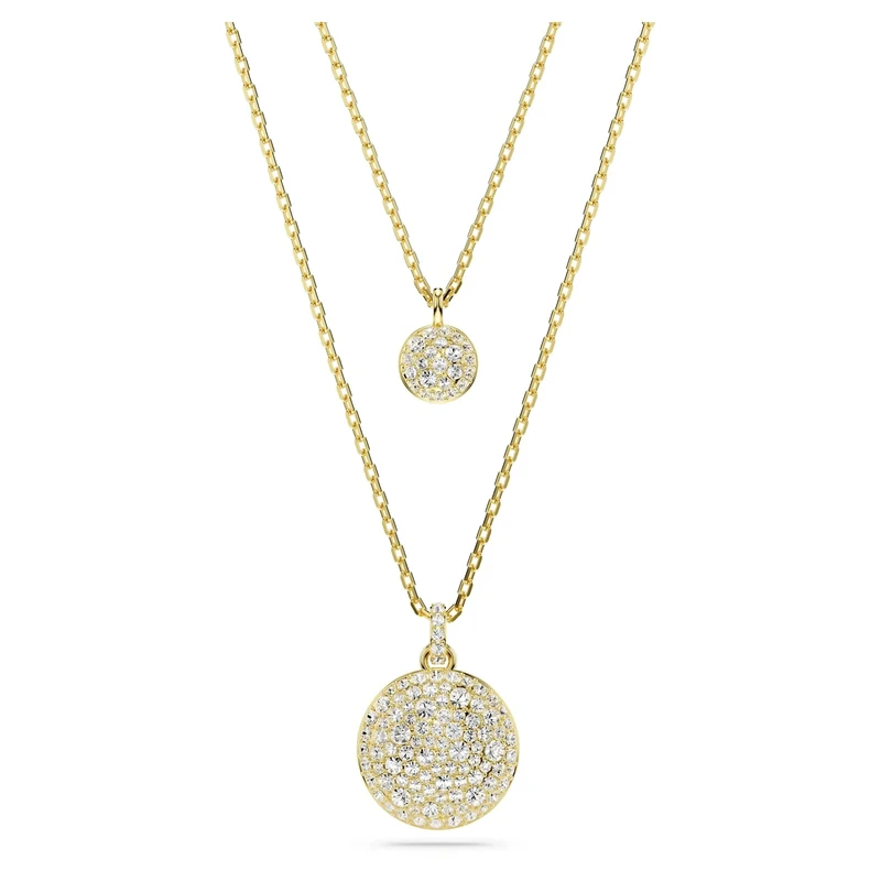 Swarovski Meteora layered pendant, White, Gold-tone plated