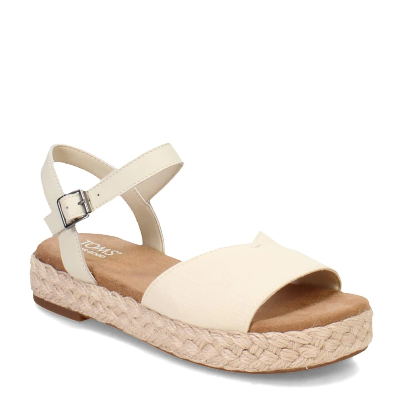 TOMS Women's Abby Sandal, Natural Slubby Woven/Leather, 3 UK