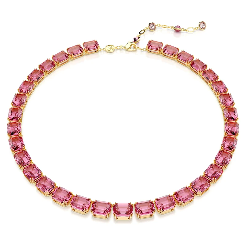 Swarovski Millenia necklace, Octagon cut, Pink, Gold-tone plated