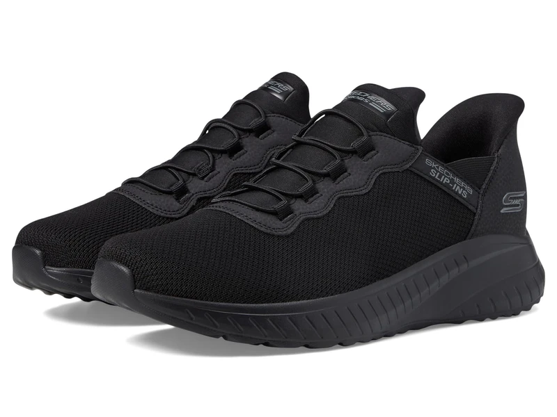 Skechers Men's Hands Free Slip-ins Bobs Squad Chaos-Daily Hype Sneaker, Black/Black, 6.5
