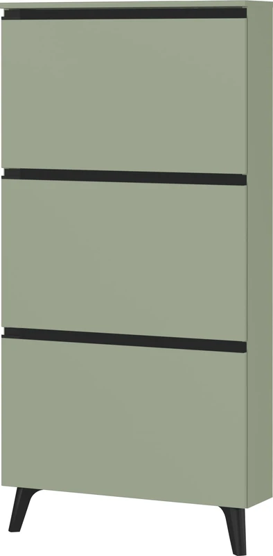 Germania Shoe Cabinet 3600-628, in Taupe Green, with Three Flaps, Space for up to 9 Pairs of Shoes, 67 x 139 x 19 cm (W x H x D)