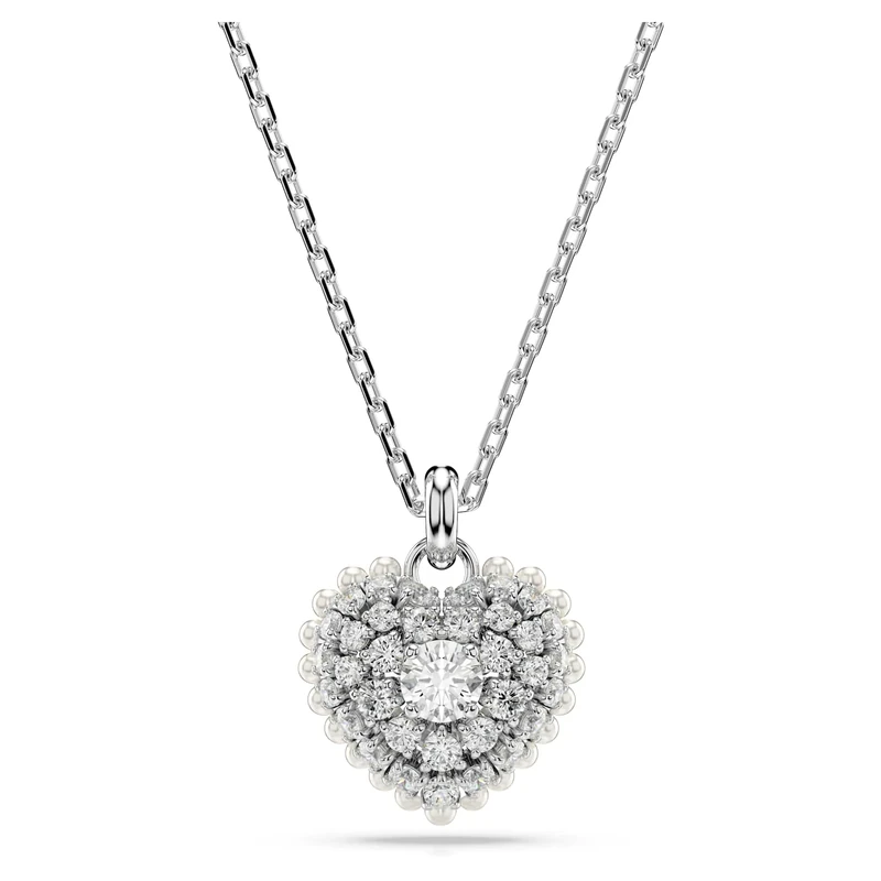 Swarovski Hyperbola pendant, Heart, White, Rhodium plated