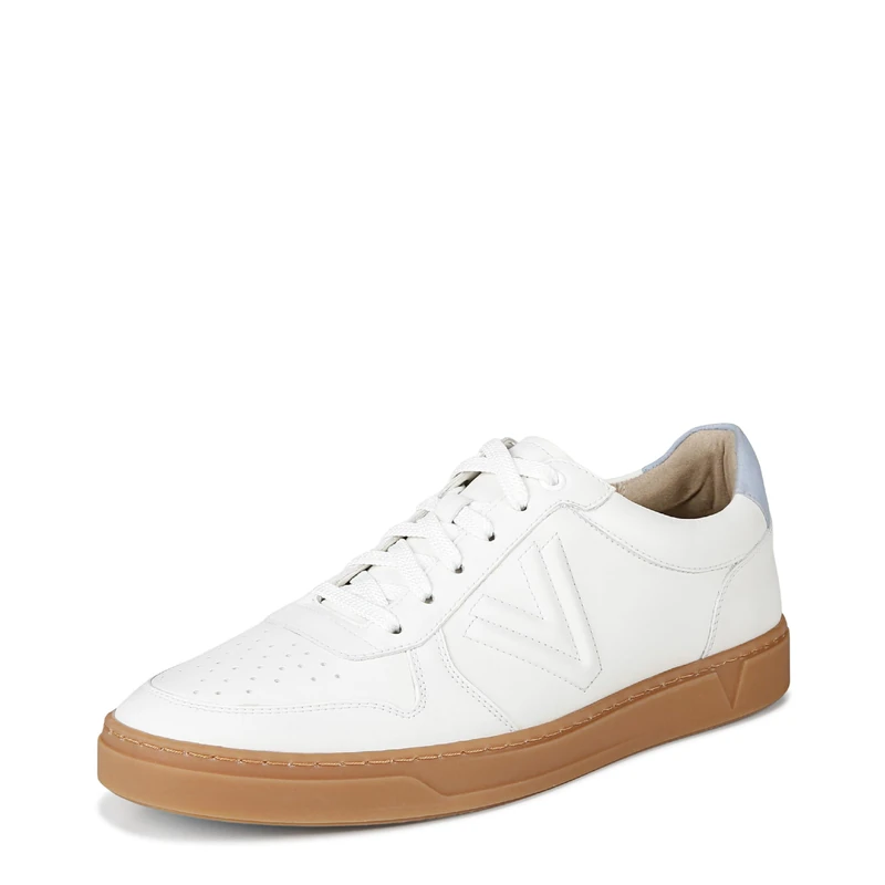 Vionic Men's Lucas Court Oxford, White & Skyway Blue Leather, 8 UK