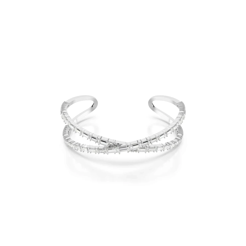 Swarovski Hyperbola cuff, Infinity, White, Rhodium plated
