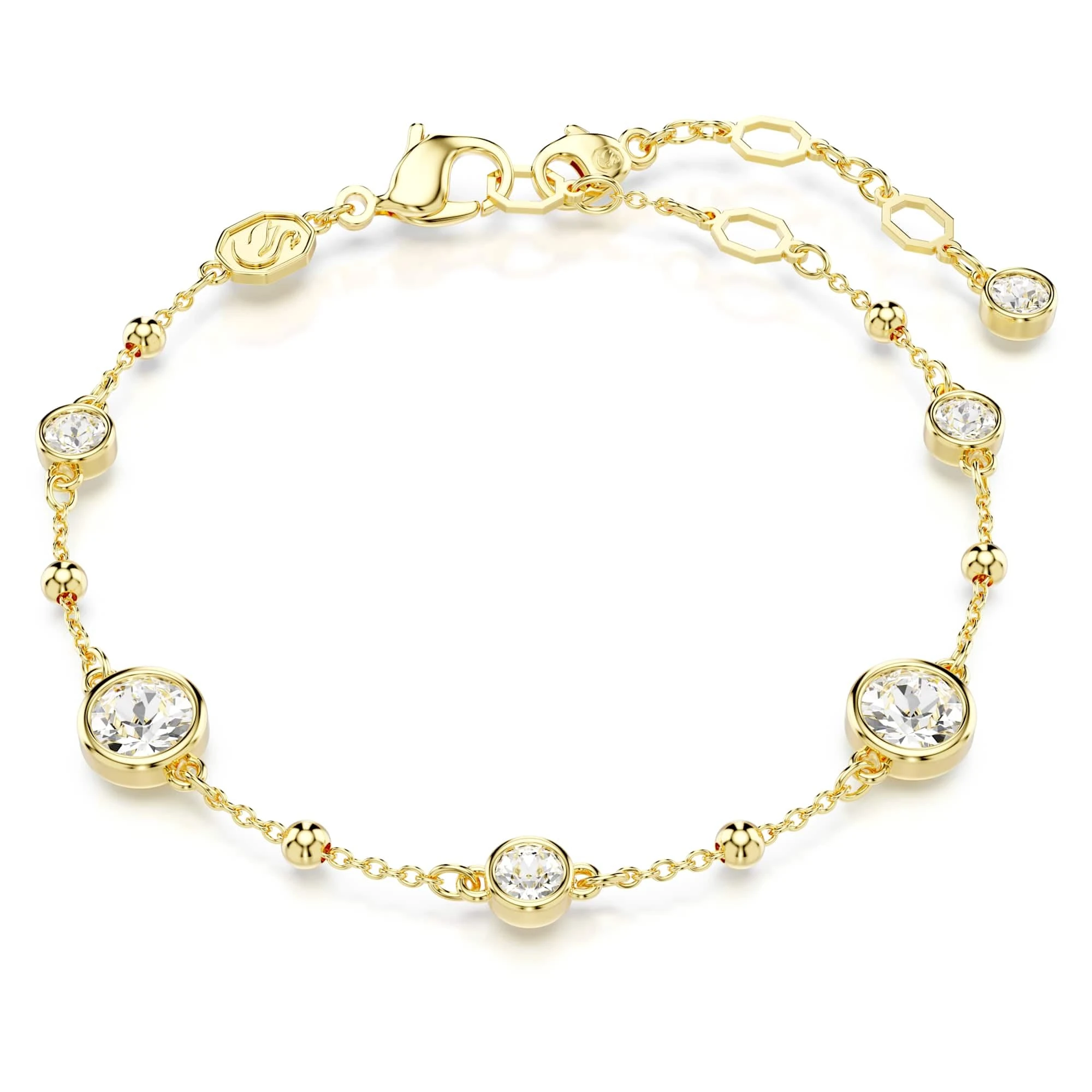 Swarovski Imber bracelet, Round cut, White, Gold-tone plated