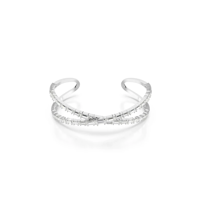Swarovski Hyperbola cuff, Infinity, White, Rhodium plated