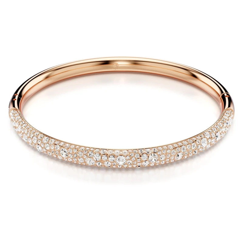 Swarovski Meteora bangle, Snow pavé, White, Rose gold-tone plated