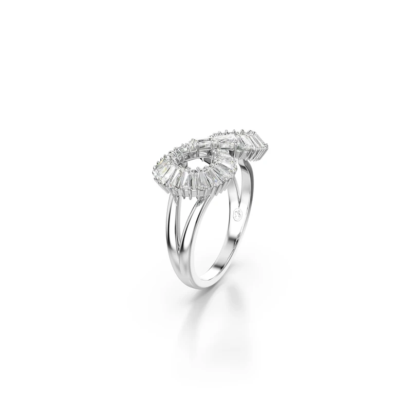 Swarovski Hyperbola cocktail ring, Infinity, White, Rhodium plated