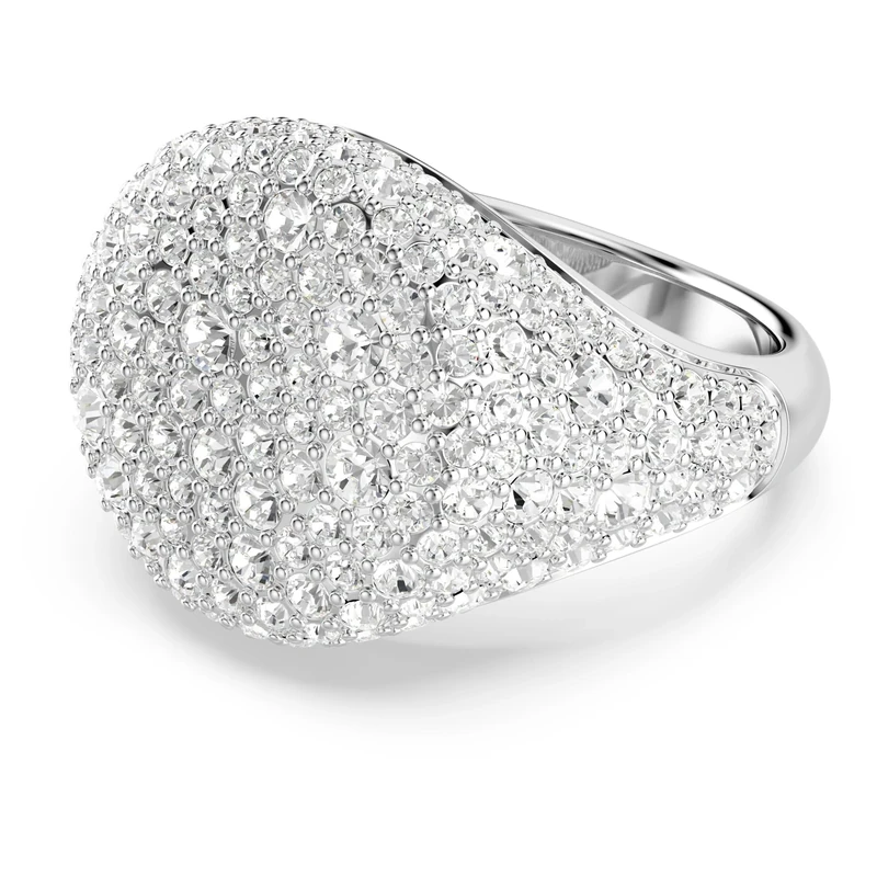Swarovski Meteora cocktail ring, White, Rhodium plated