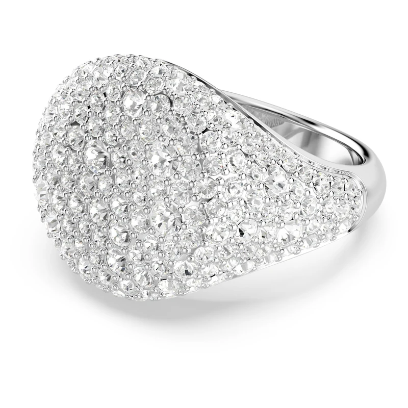 Swarovski Meteora cocktail ring, White, Rhodium plated