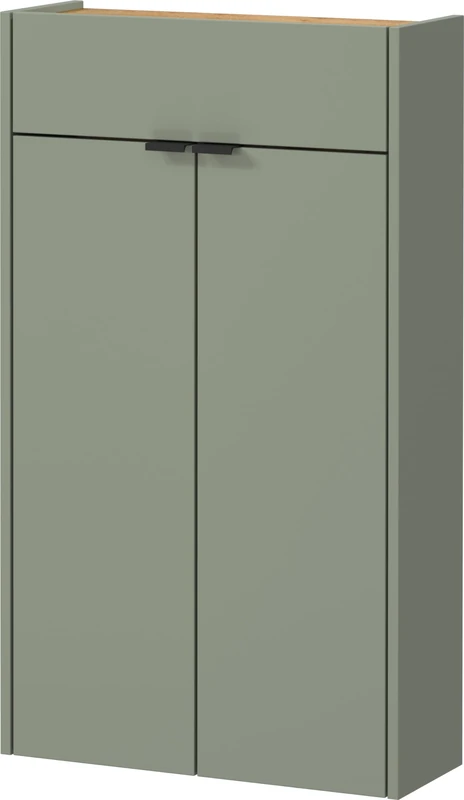 Germania Hanging Shoe Cabinet 1397-629 GW-Ameca, in taupe Green/Oak, shallow depth, ideal for narrow hallways, 56 x 97 x 22 cm (WxHxD)
