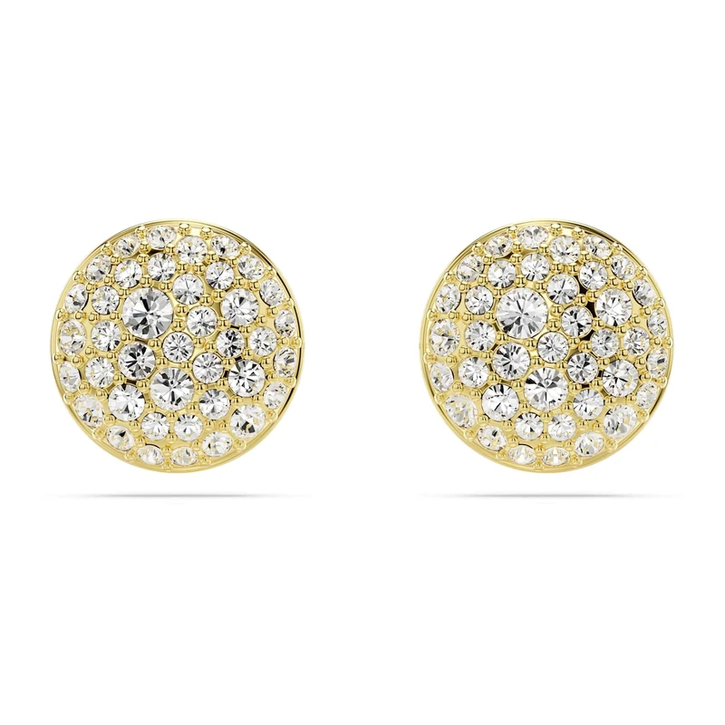 Swarovski Meteora stud earrings, White, Gold-tone plated