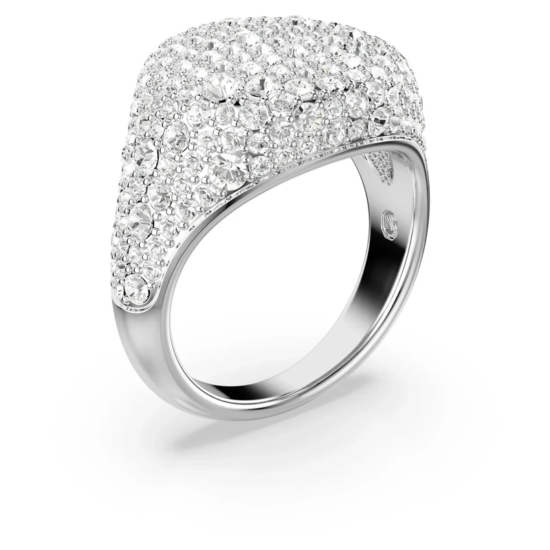 Swarovski Meteora cocktail ring, White, Rhodium plated