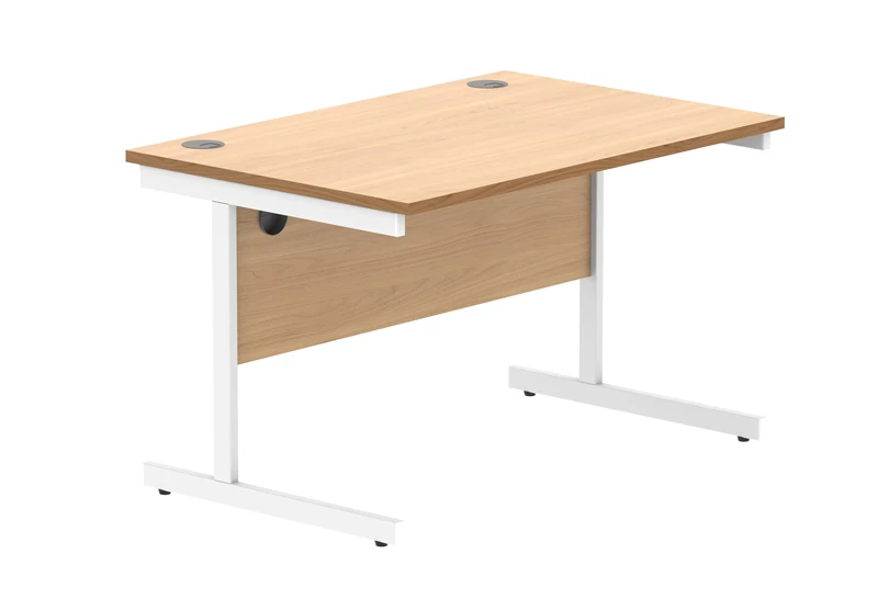 Office Hippo Essentials Rectangular Writing Computer Work Place, Home Office Desk with Cable Port Management, MFC, Norwegian Beech, 120x80cm