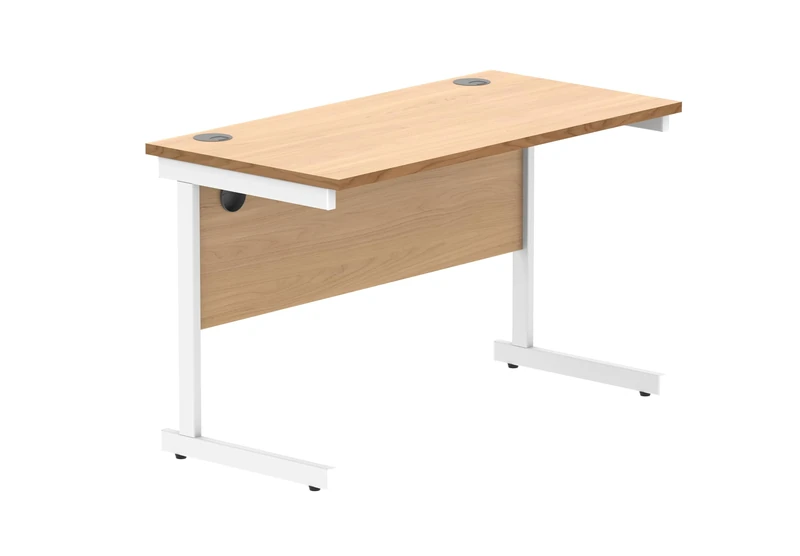 Office Hippo Essentials Rectangular Writing Computer Work Place, Home Office Desk with Cable Port Management, MFC, Norwegian Beech, 120x60cm