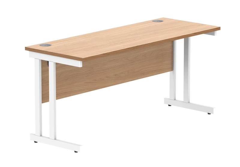 Office Hippo Essentials Rectangular Writing Computer Work Place, Home Office Desk with Cable Port Management, Norwegian Beech, 160x60cm