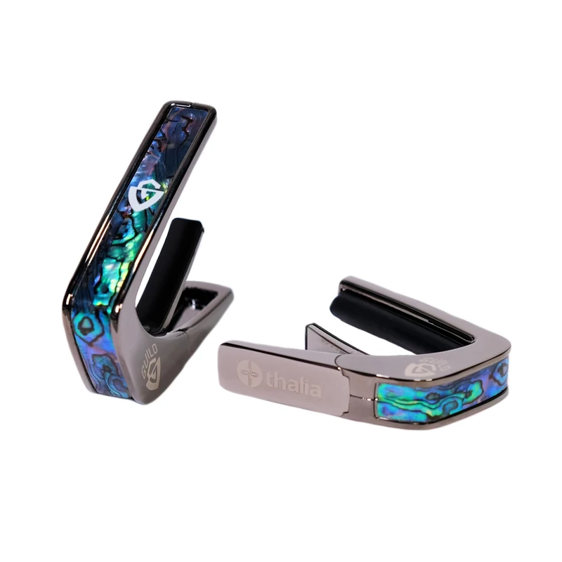 Guild Black Chrome Finish Capo - Blue Abalone w/G Shield