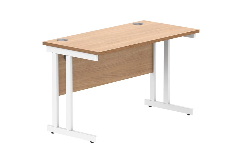 Office Hippo Essentials Rectangular Writing Computer Work Place, Home Office Desk with Cable Port Management, Norwegian Beech, 120x60cm