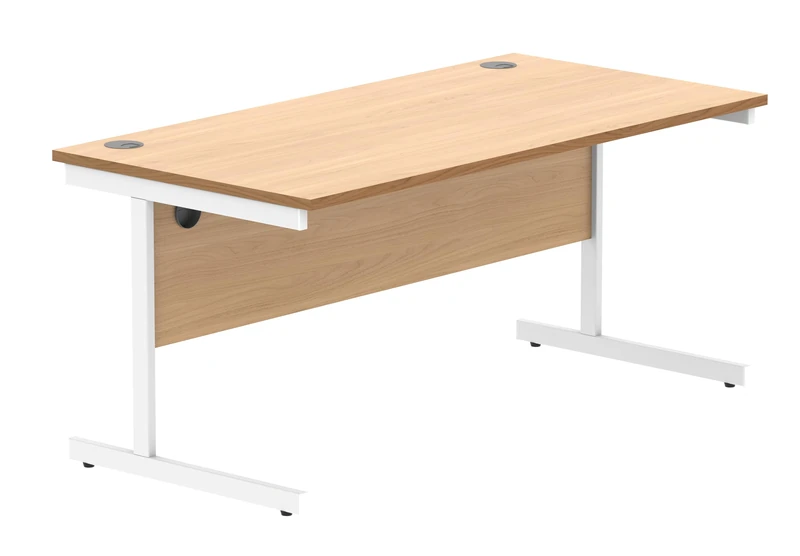 Office Hippo Essentials Rectangular Writing Computer Work Place, Home Office Desk with Cable Port Management, MFC, Norwegian Beech, 160x80cm