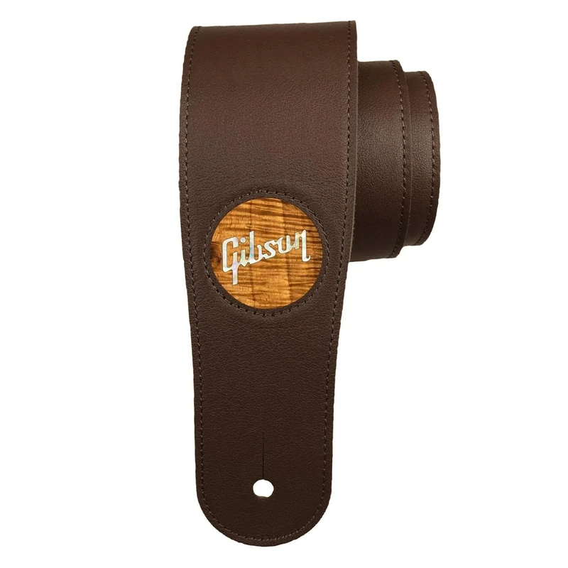 Gibson 2.5" Dark Chocolate Strap - AAA Hawaiian Koa w/Gibson Pearl Logo