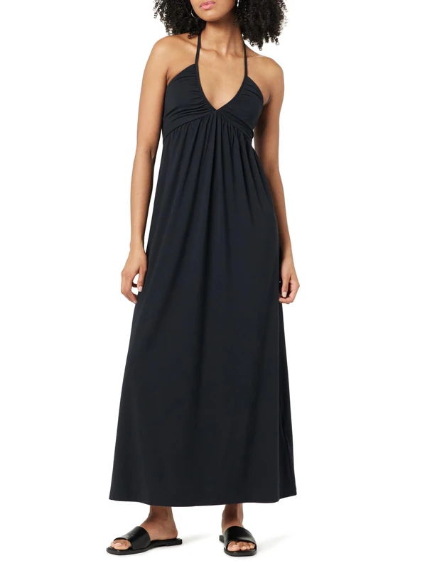 The Drop Women's Kapri Gathered Halter Dress, Black, L