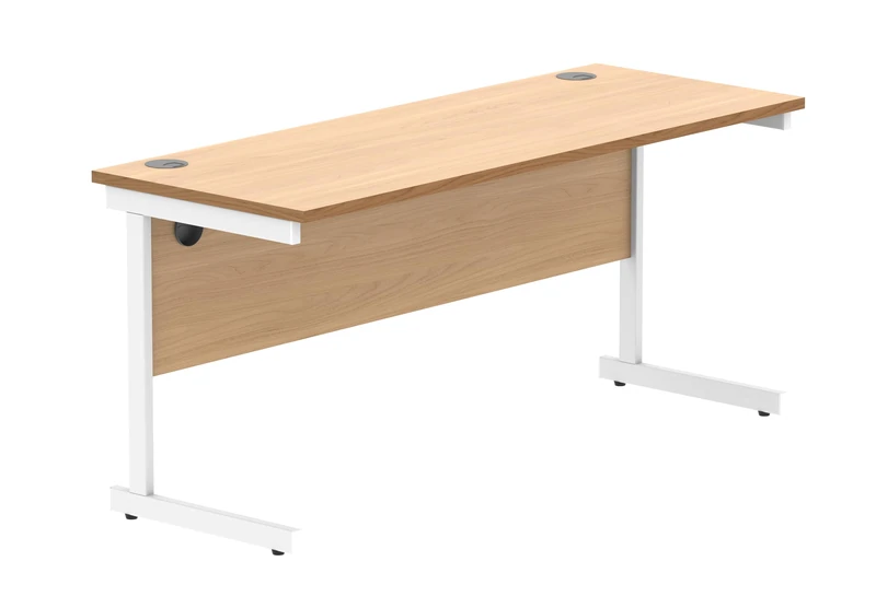 Office Hippo Essentials Rectangular Writing Computer Work Place, Home Office Desk with Cable Port Management, MFC, Norwegian Beech, 160x60cm