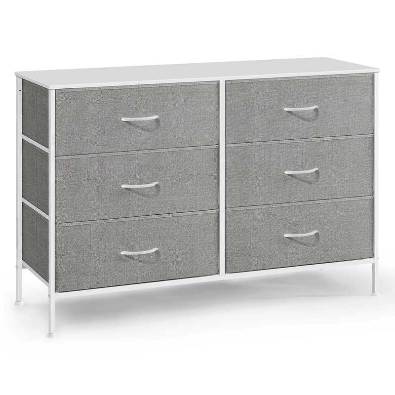 SONGMICS Chest Bedroom, 5 Fabric Drawers, Storage Organiser Unit, 40 x 60 x 120 cm, Modern Style, White and Light Grey LTS815W01, 40 x 117 x 77.5 cm