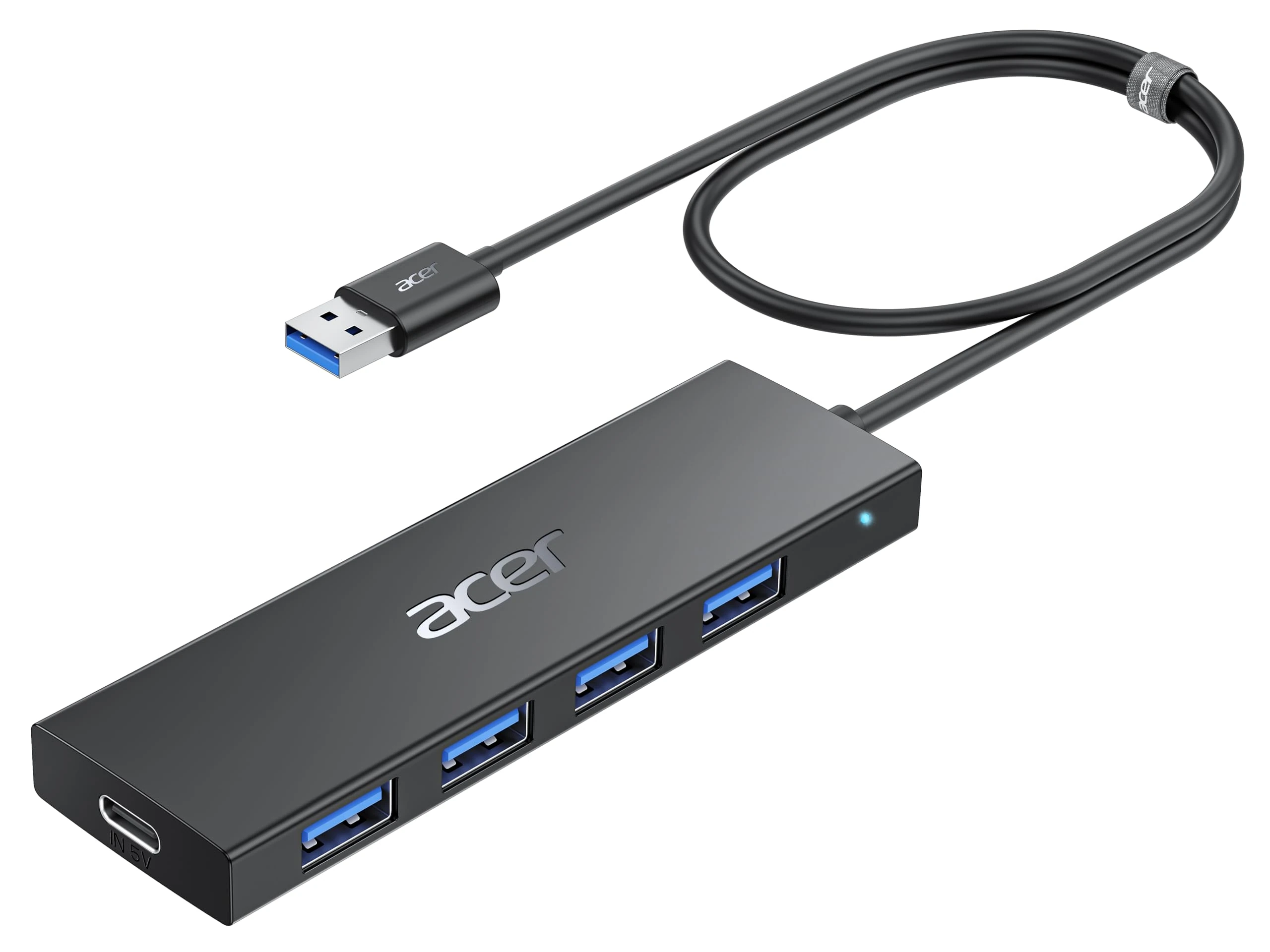 Acer USB Hub 4 Ports, Multiple USB 3.0 Hub, USB A Splitter for Laptop with USB C Power Port, USB Extender for A Port Laptop, Windows, Linux, Acer PC and More