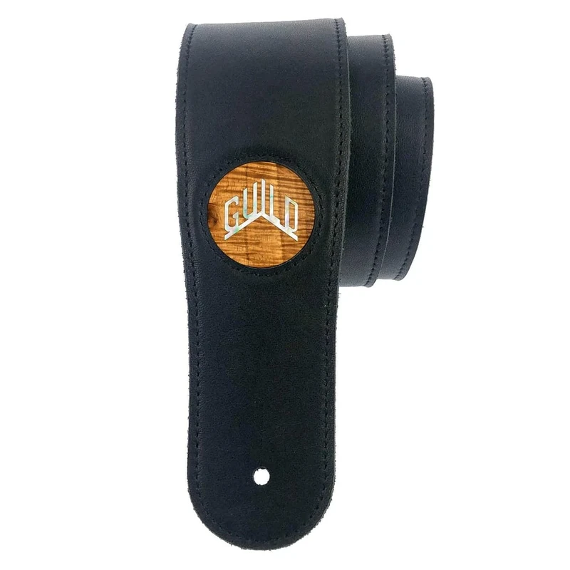 Guild 2.5" Black Strap - AAA Hawaiian Koa w/Guild Pearl Logo