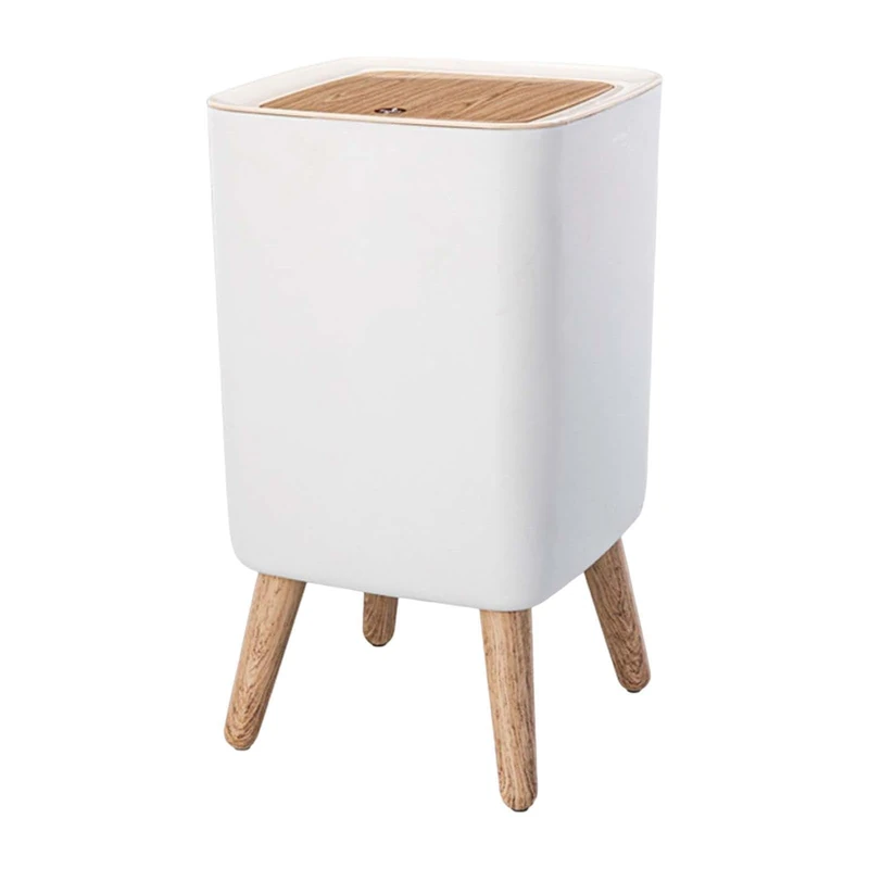 KITCHEN MOVE Malmo Square Touch 10 L Pedestal Bin Wood Colour