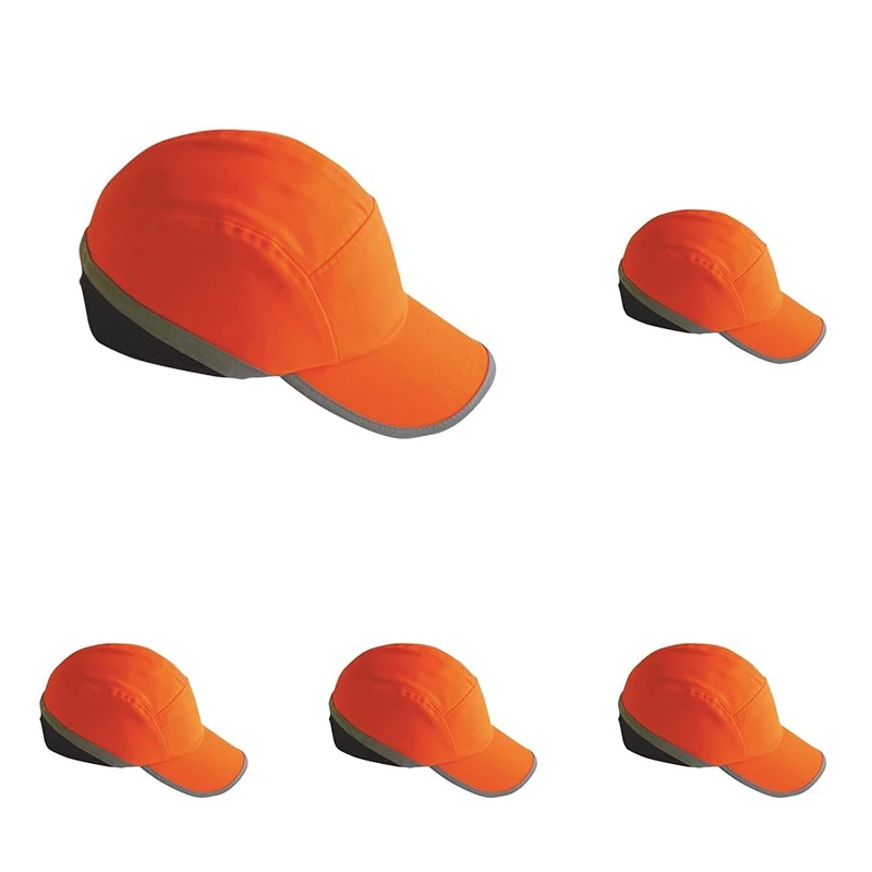 Portwest PW79 Hi-Vis Bump Cap Mens Long Peak Hard Hat Alternative Safety Work Cap Head Protection Adjustable Lightweight Warehouse Logistics Factory Engineering Mechanic, Orange, One Size (Pack of 5) - Image 1